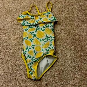 Girls size 6 Tommy Bahama yellow and green lemon bathing suit